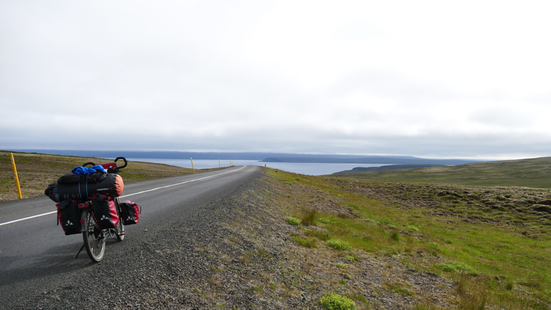 Islande à vélo dans le nord sur la péninsule de Trollaskagi