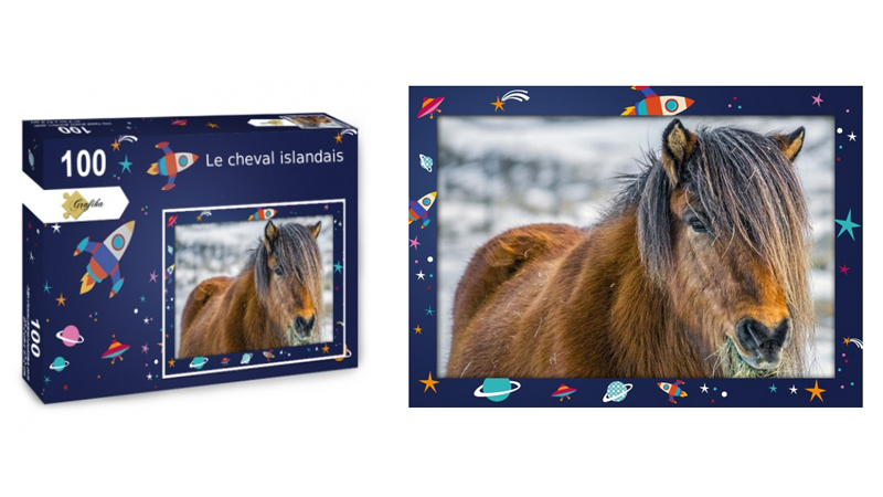 Le cheval islandais, puzzle 100 pièces, par Jean-Yves Petit